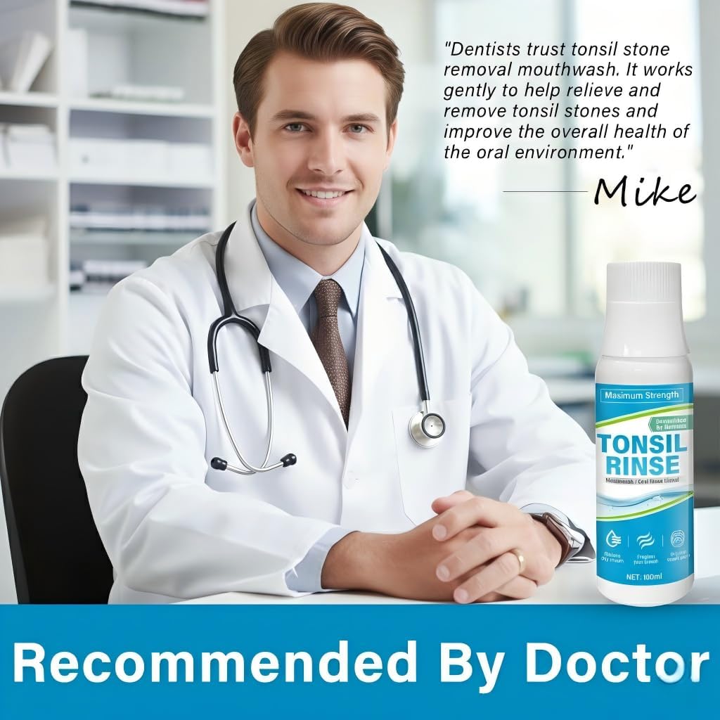 Tonsil Stone Mouthwash, Fresh Breath Oral Rinse for Tonsil Stone Removal and Prevention, Alcohol Free Mouth Wash Treatment Eliminates Bad Breath - Mint Flavor